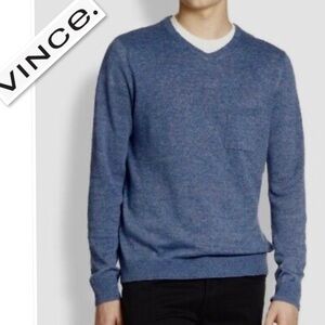 VINCE Linen Bland V-Neck Sweater Lightweight Minimalist Resortwear  Size S